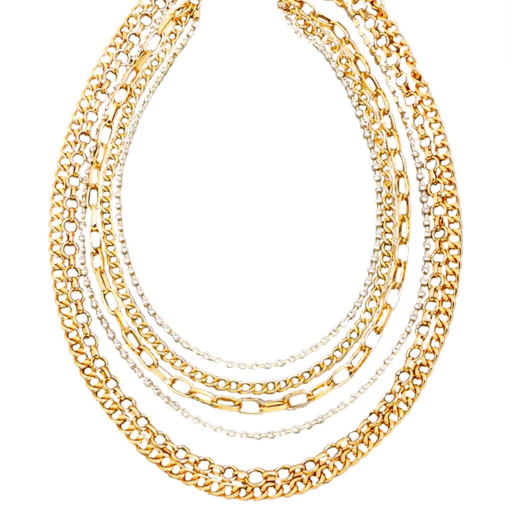 NWT Gold & Rhinestone chain set